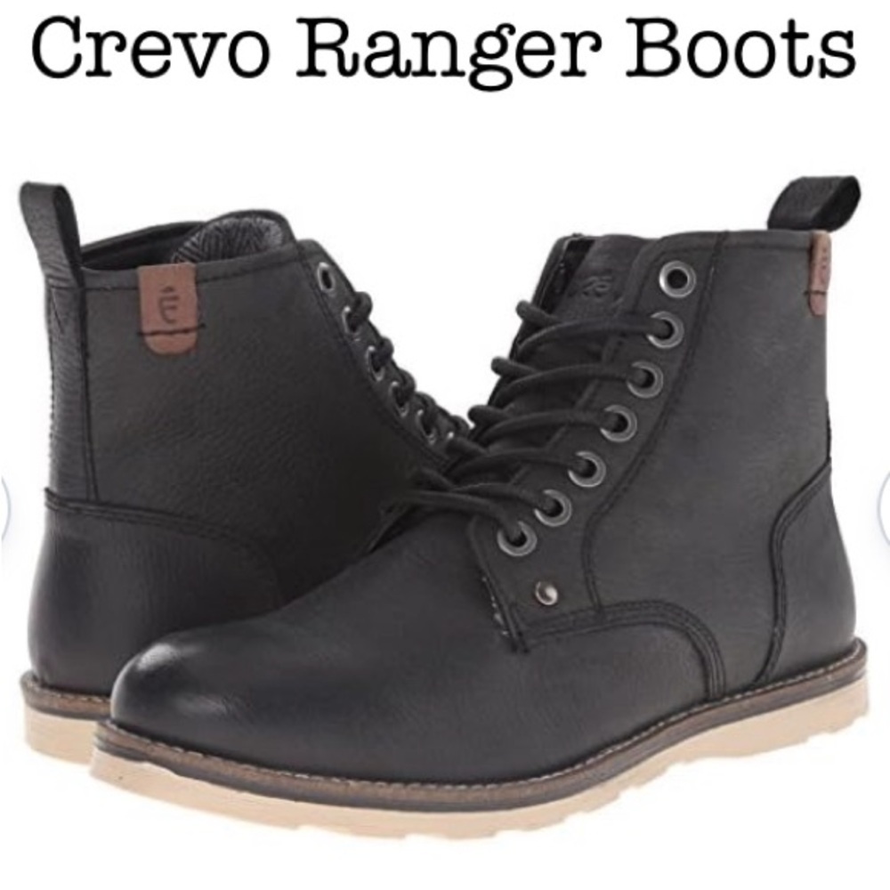 CREVO Men’s 9 Combat Grunge Streetwear Boot in Black Leather Excellent Condition